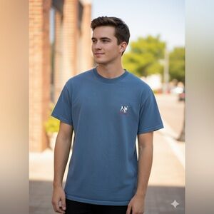 Vintage Big Dogs Sportswear Blue T-Shirt M Genuine Attitude Hibiscus Graphic